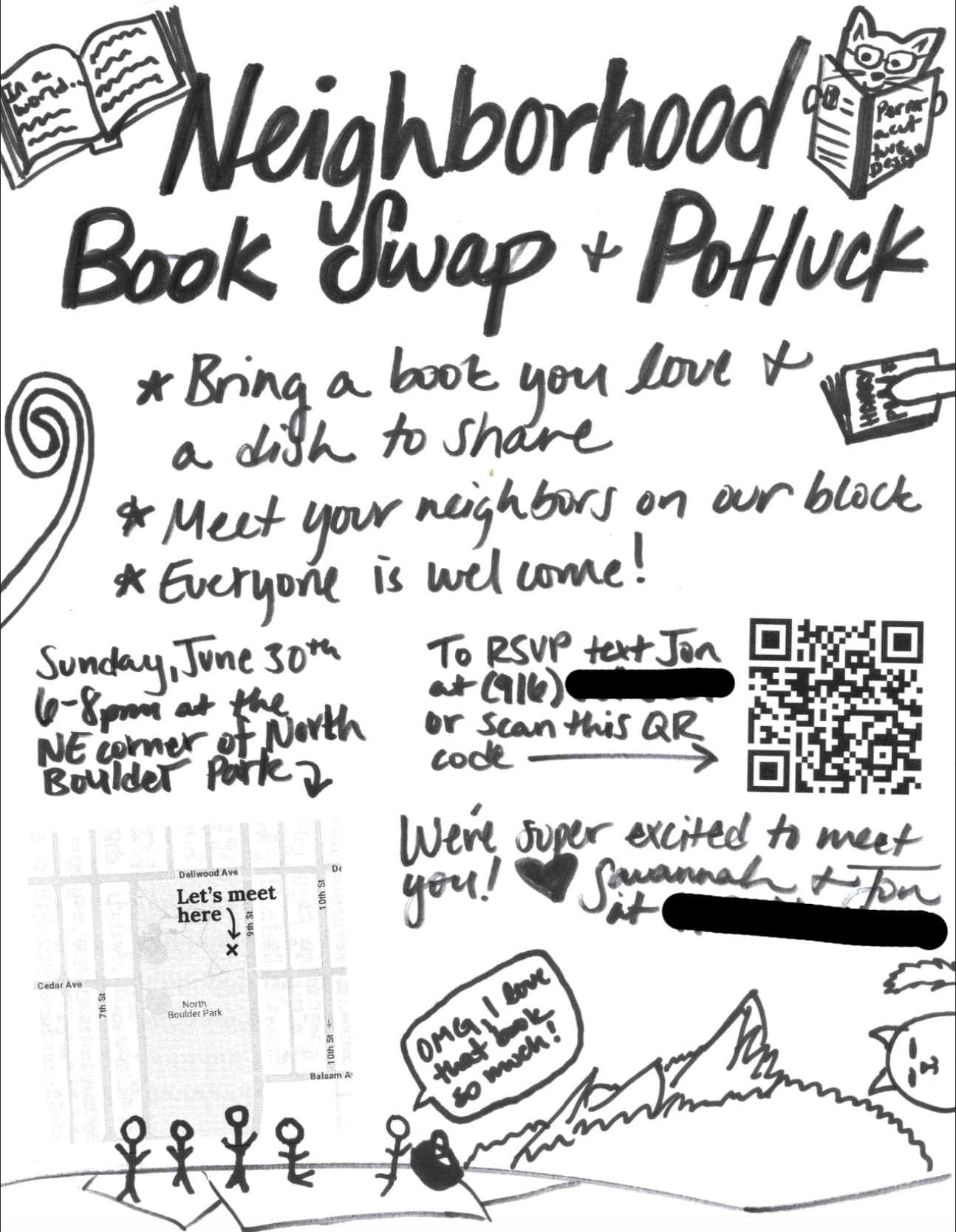 Cabin DAO flyer inviting residents to a local book swap and potluck—a grassroots moment where decentralized life meets shared stories and shepherd’s pie — The Coinomist
