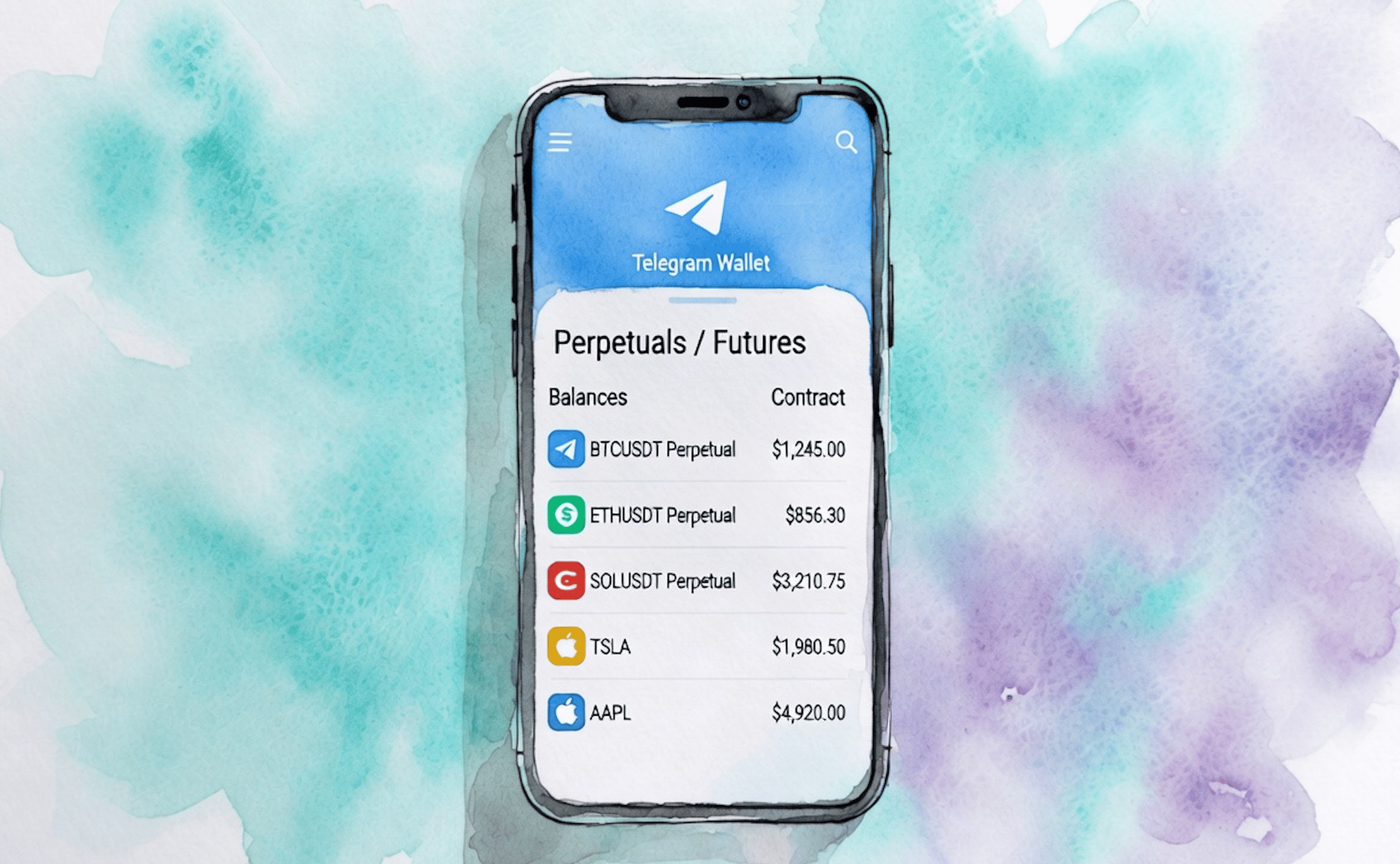 Wallet in Telegram offers 50x perpetuals on crypto and stocks